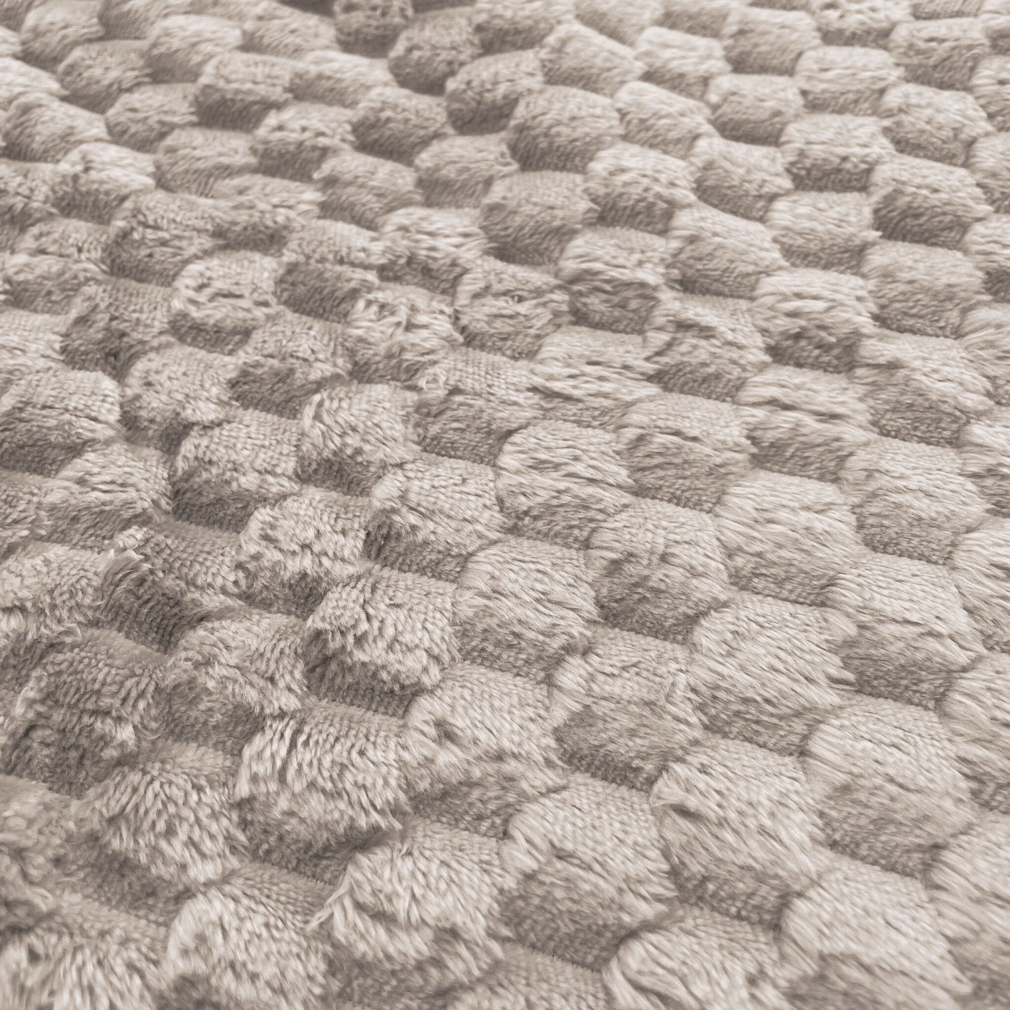 Plaid Fluffy Dots Taupe