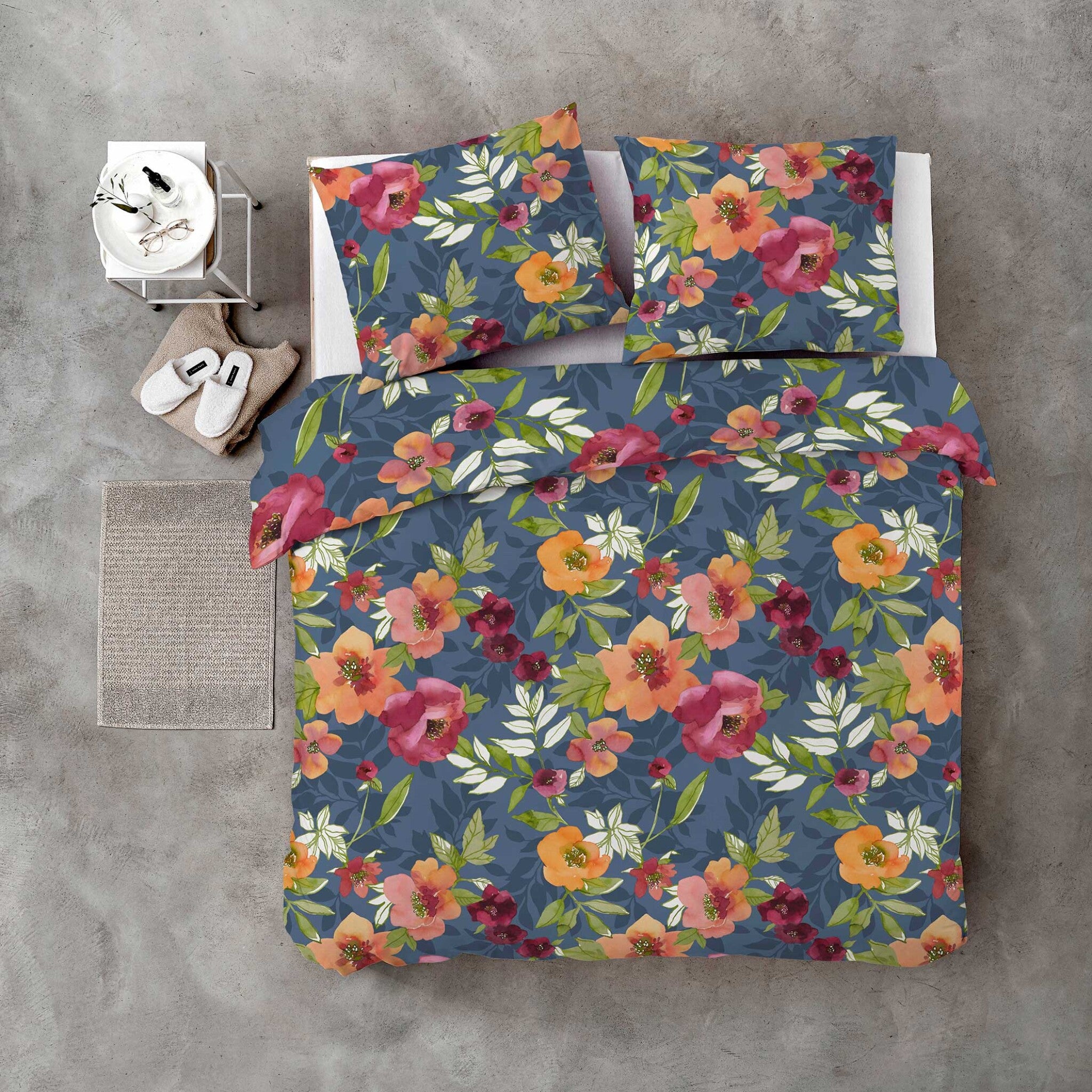 Dekbedovertrek Flowering Peonies Blauw