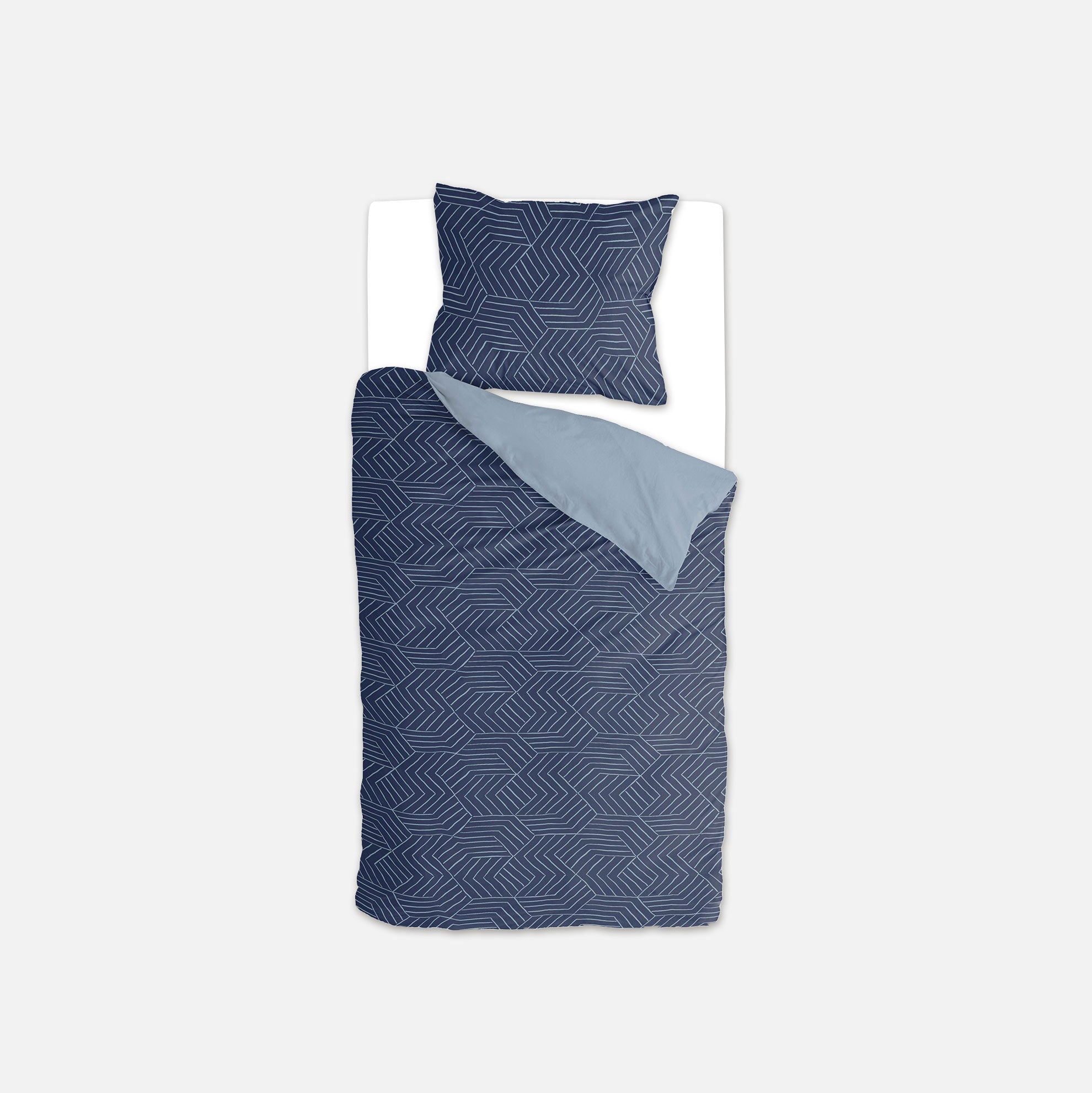 Dekbedovertrek Lined Grid Donker Blauw