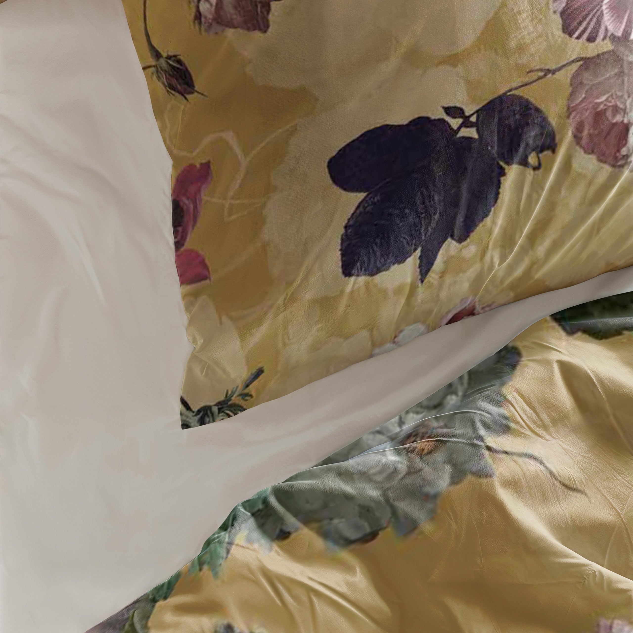 Dekbedovertrek Flowers United Okergeel