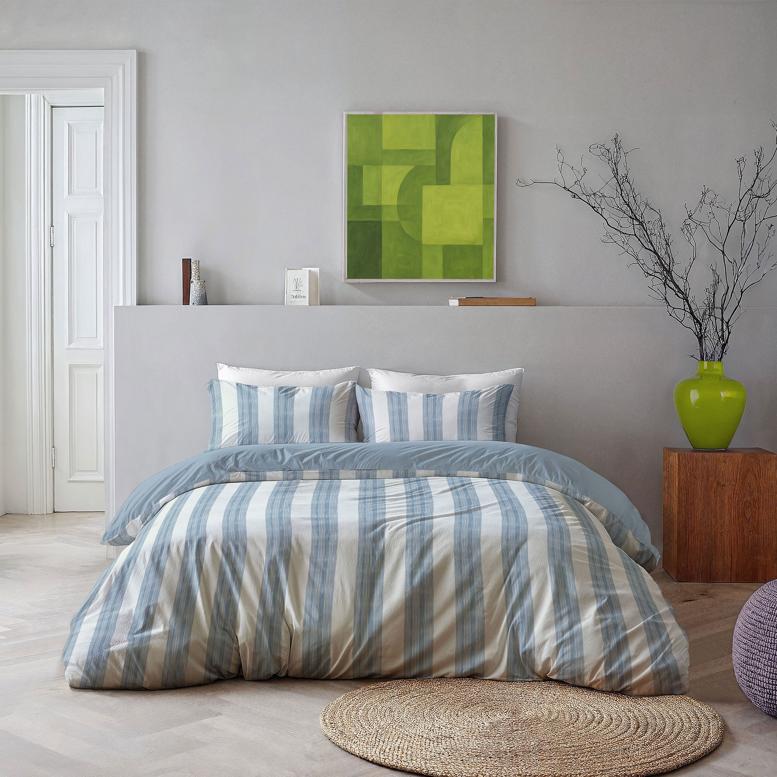 Dekbedovertrek Ocean Stripes Wit / Blauw