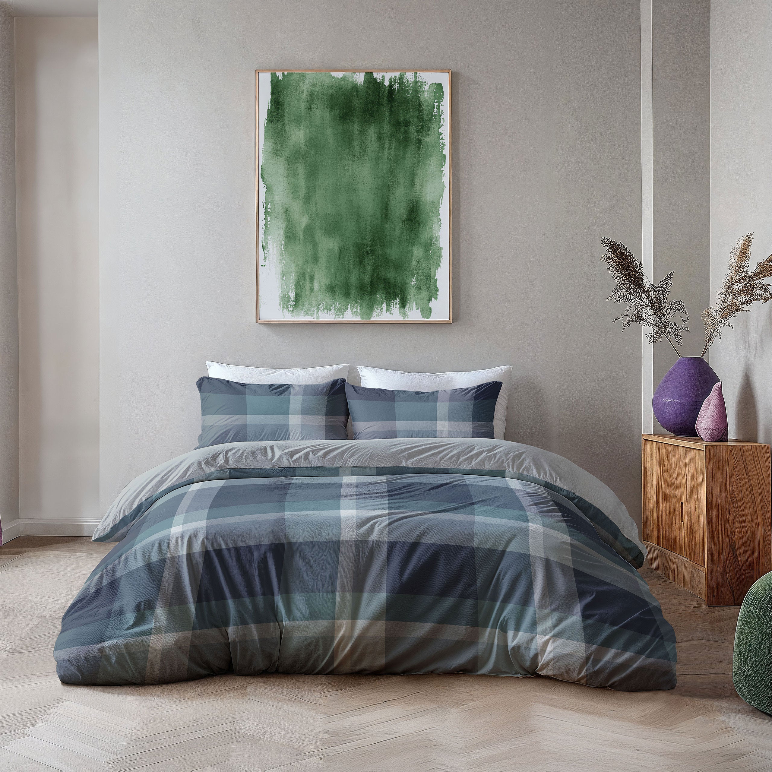 Dekbedovertrek Preppy Squares Blauw