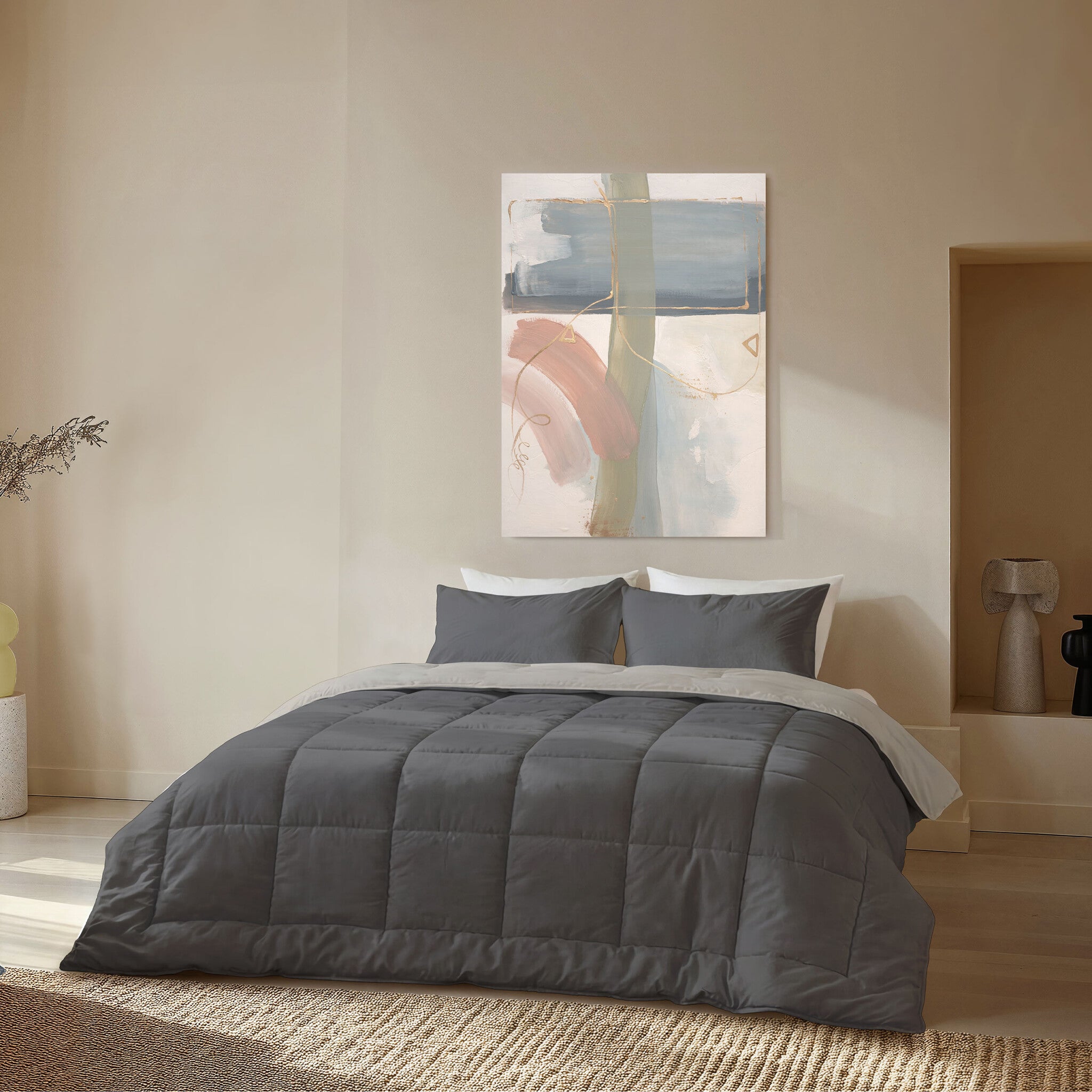 Byrklund - Dekbed Wash & Rest - Zand / Antraciet
