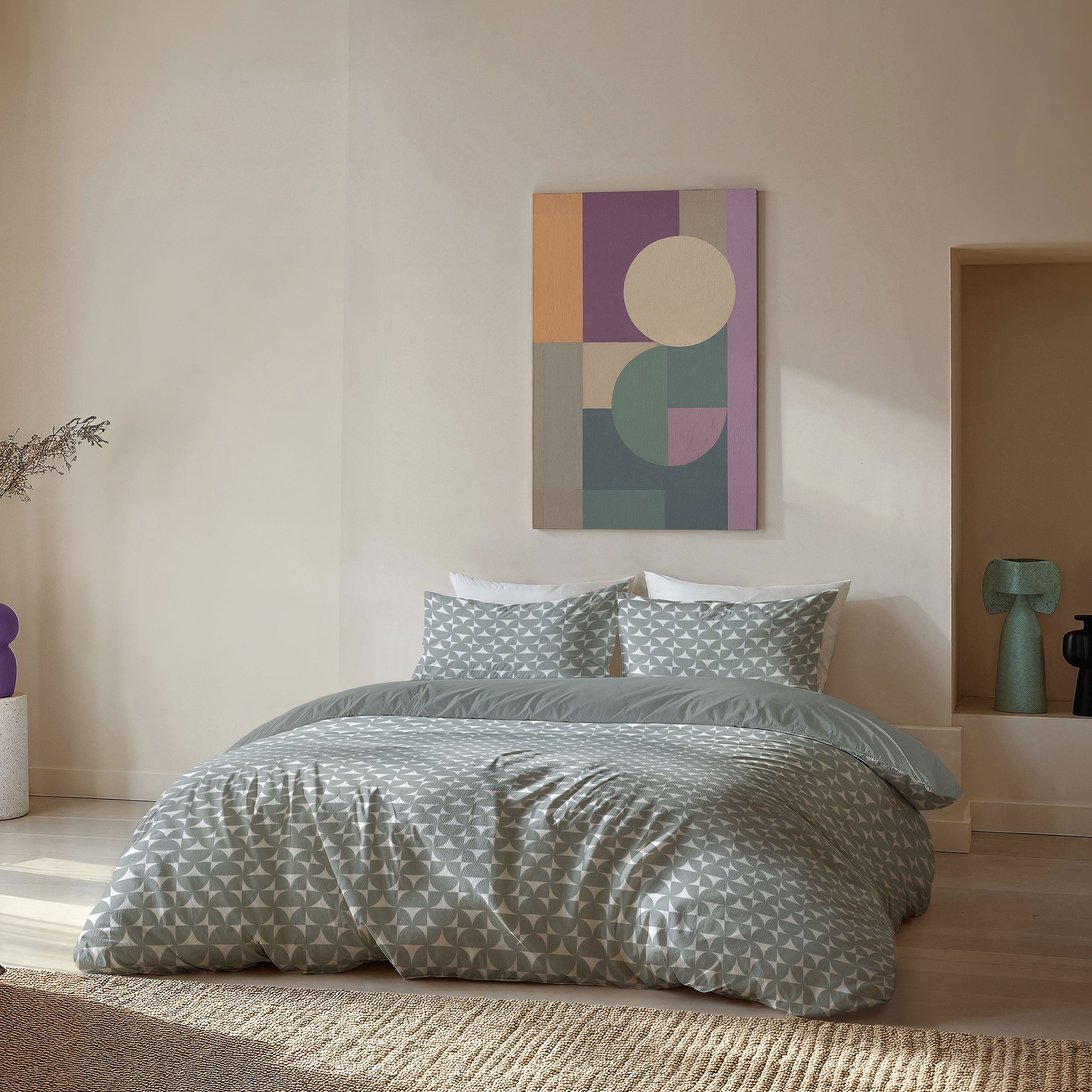 Dekbedovertrek Arc Fusion Groen / Wit