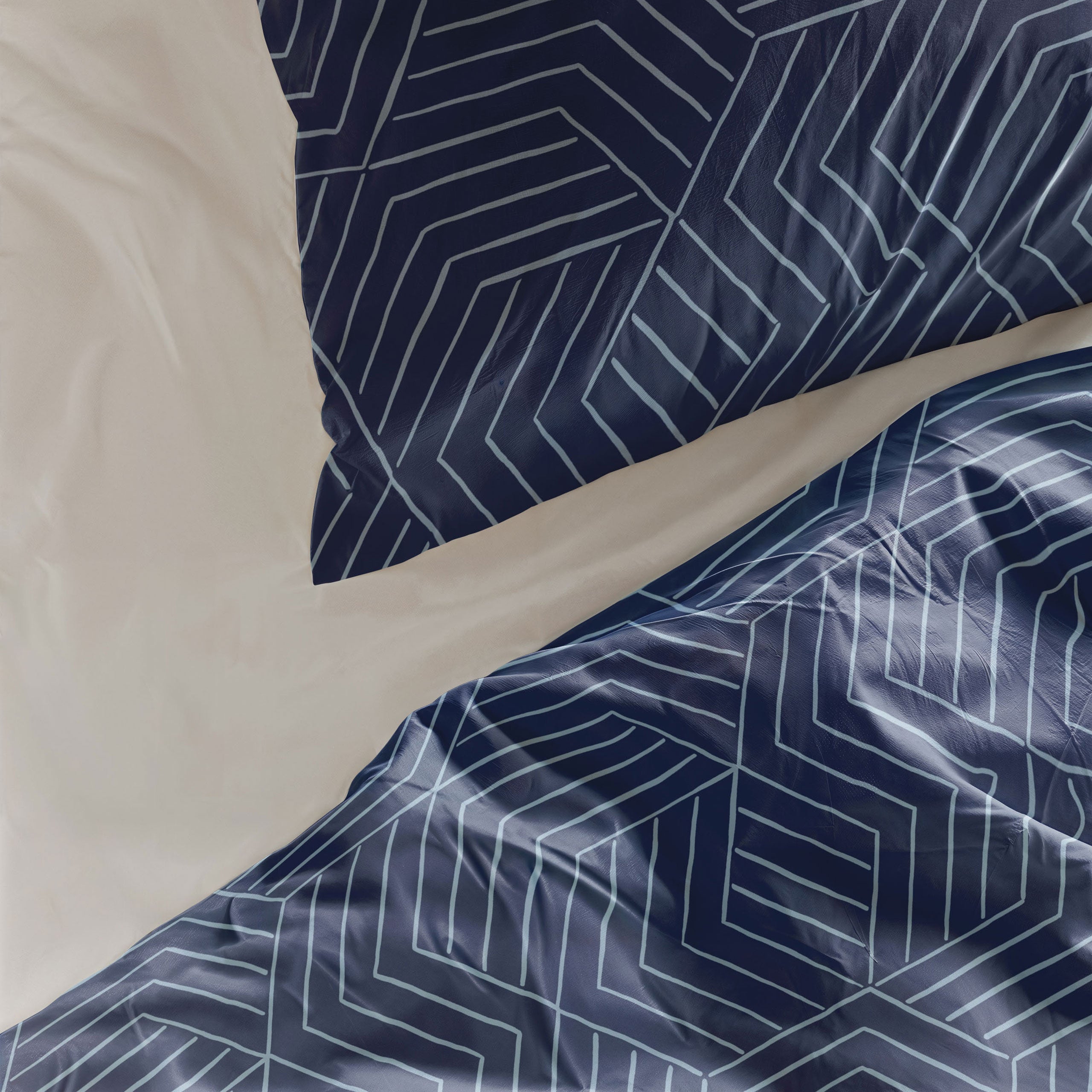 Dekbedovertrek Lined Grid Donker Blauw