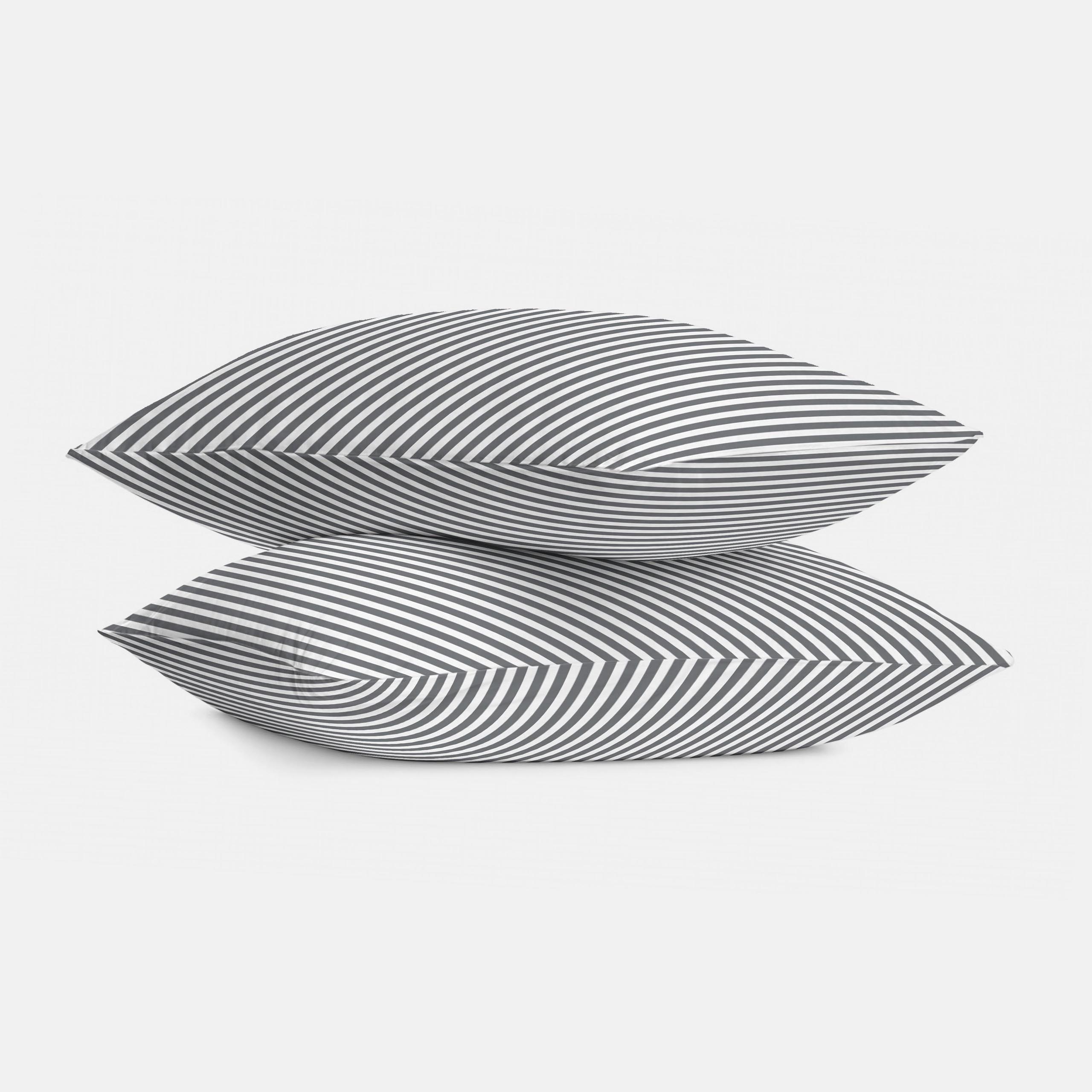 Byrklund - Kussensloop Lined Up - Wit / Antraciet